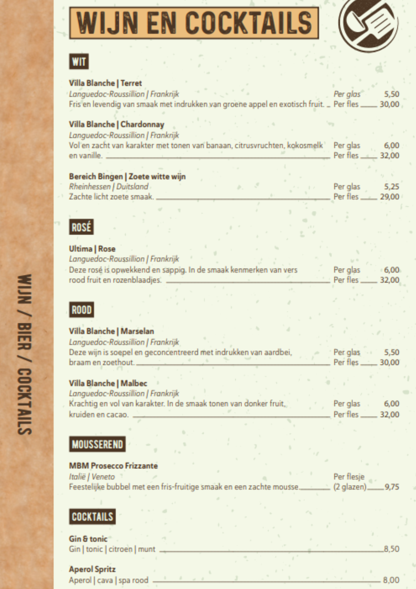 Drankenkaart wijn