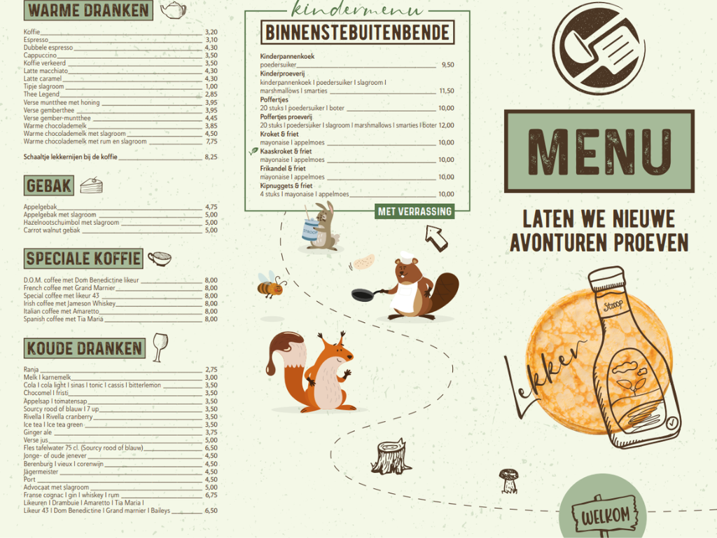 Menukaart achterkant